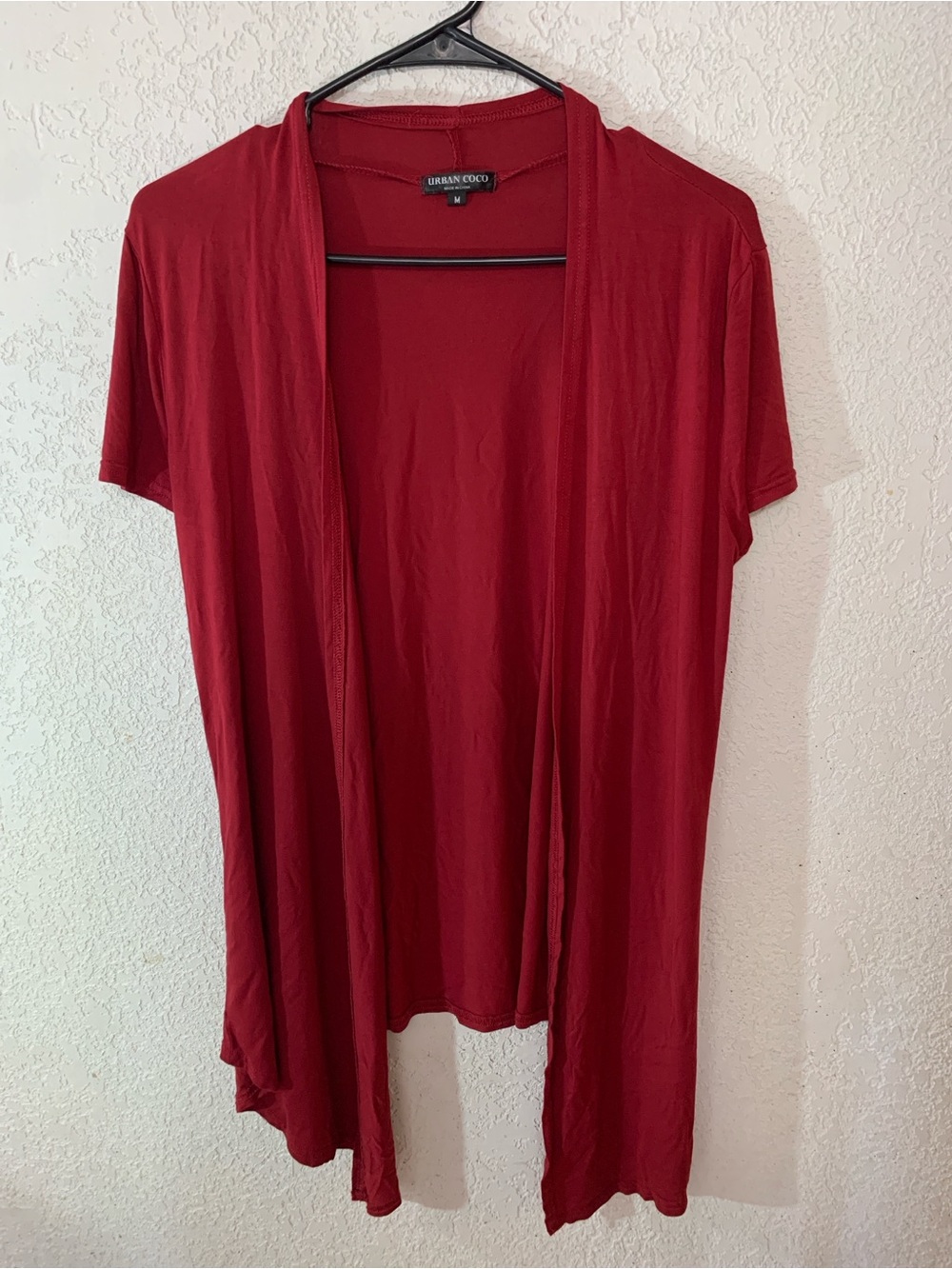 Urban Coco Red Open-Front Short Sleeve Cardigan